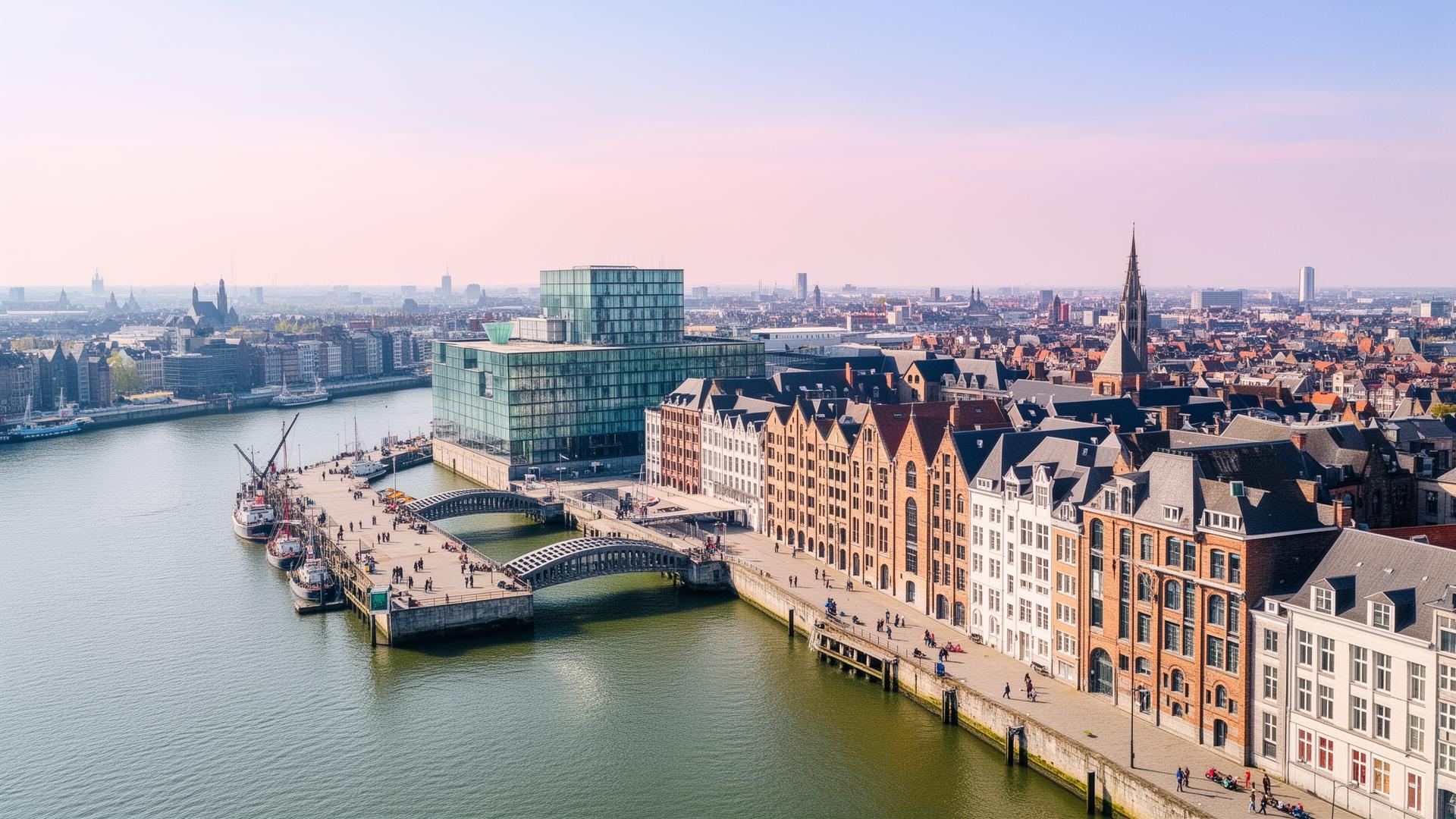 Drone view 't Eilandje en MAS, Antwerpen